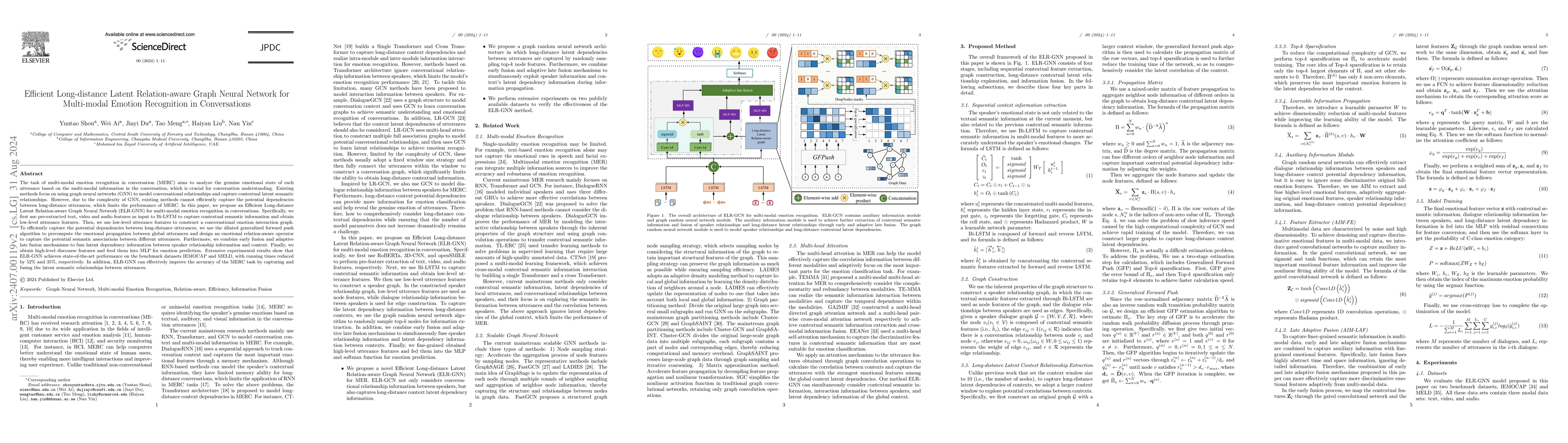 Thumbnail for Efficient Long-distance Latent Relation-aware Graph Neural Network for
  Multi-modal Emotion Recognition in Conversations