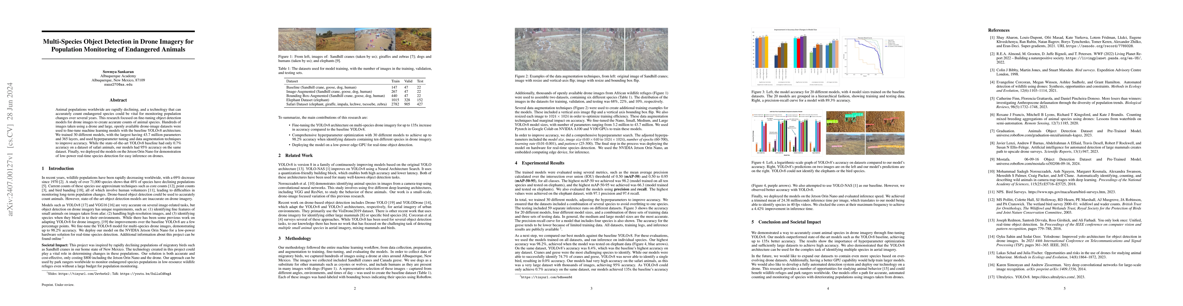 Thumbnail for Multi-Species Object Detection in Drone Imagery for Population
  Monitoring of Endangered Animals
