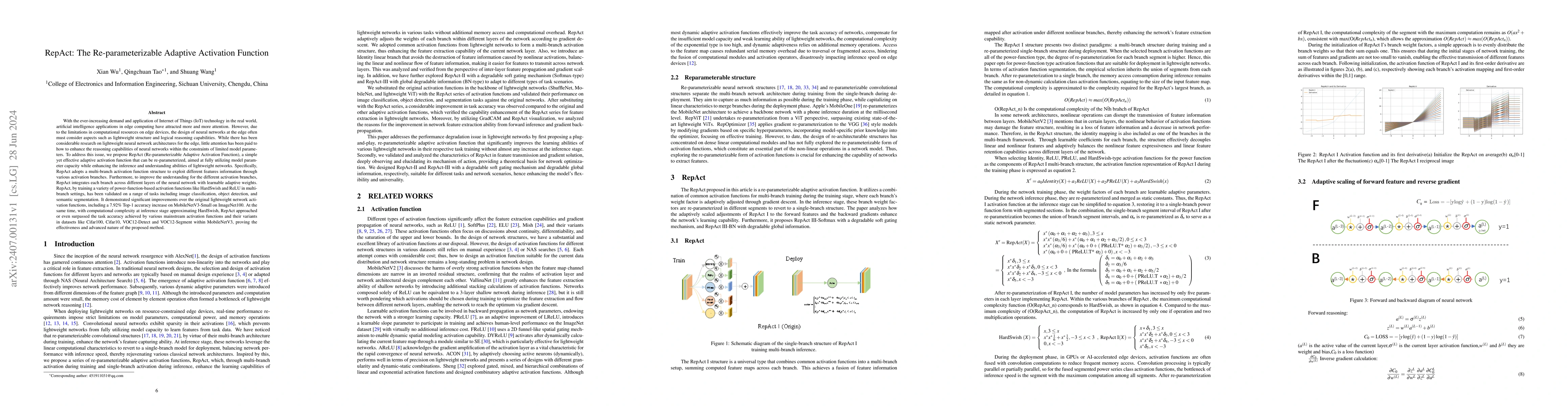Thumbnail for RepAct: The Re-parameterizable Adaptive Activation Function