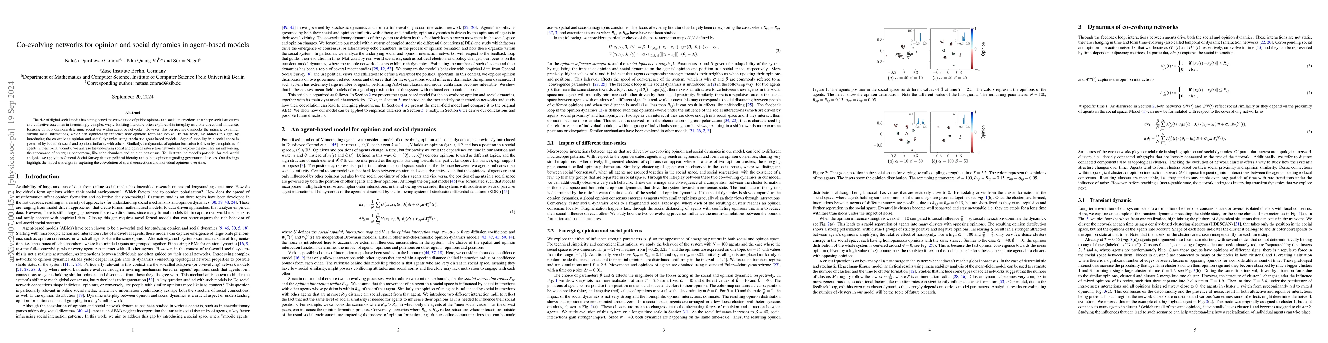 Thumbnail for Co-evolving networks for opinion and social dynamics in agent-based
  models
