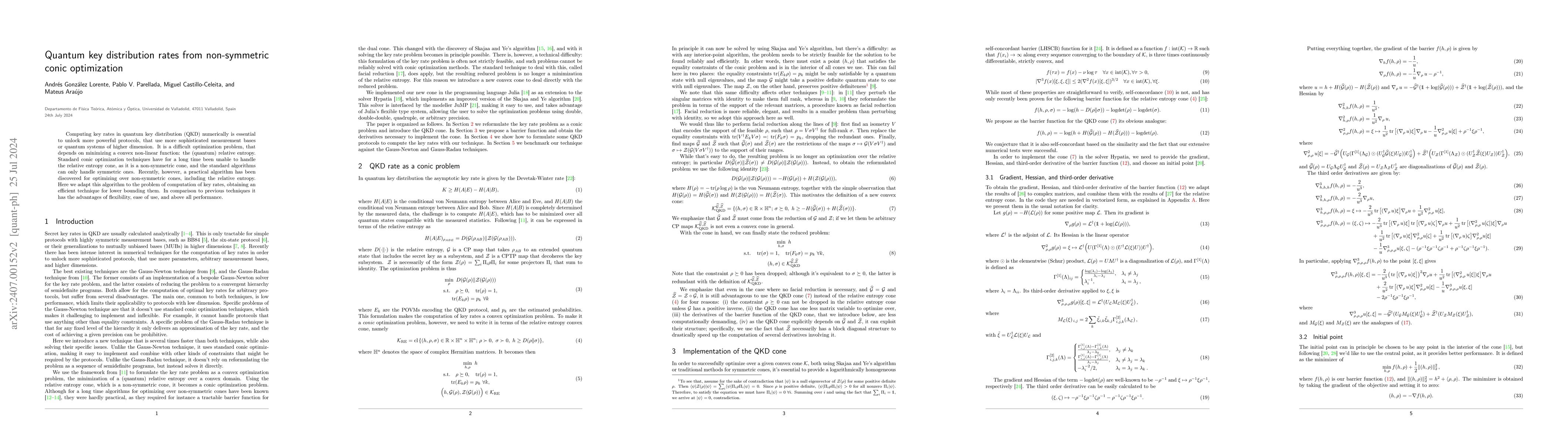 Thumbnail for Quantum key distribution rates from non-symmetric conic optimization