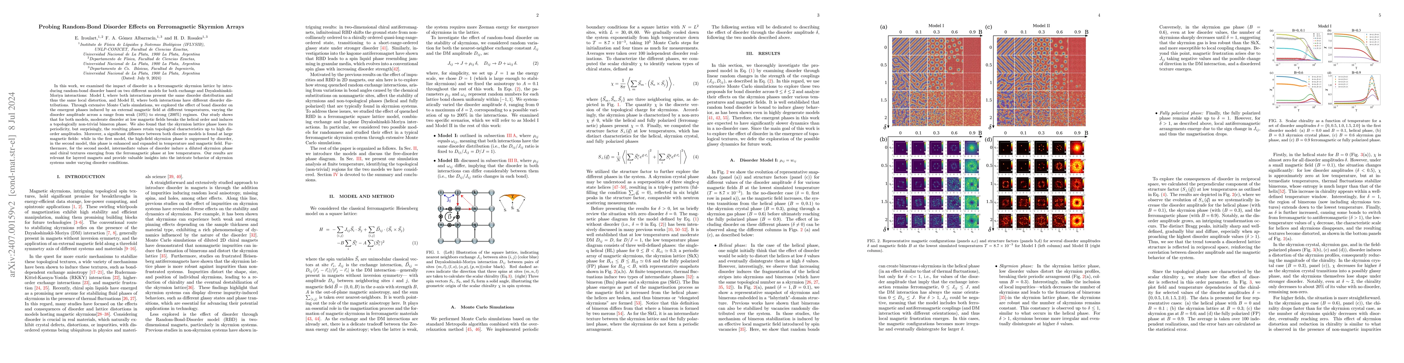 Thumbnail for Probing Random-Bond Disorder Effects on Ferromagnetic Skyrmion Arrays