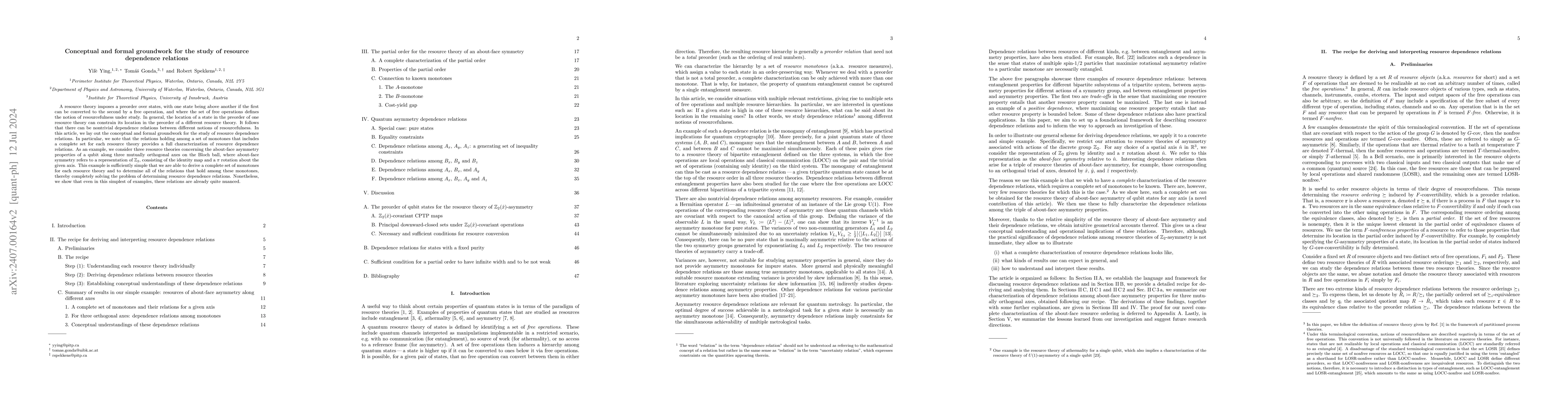 Thumbnail for Conceptual and formal groundwork for the study of resource dependence
  relations