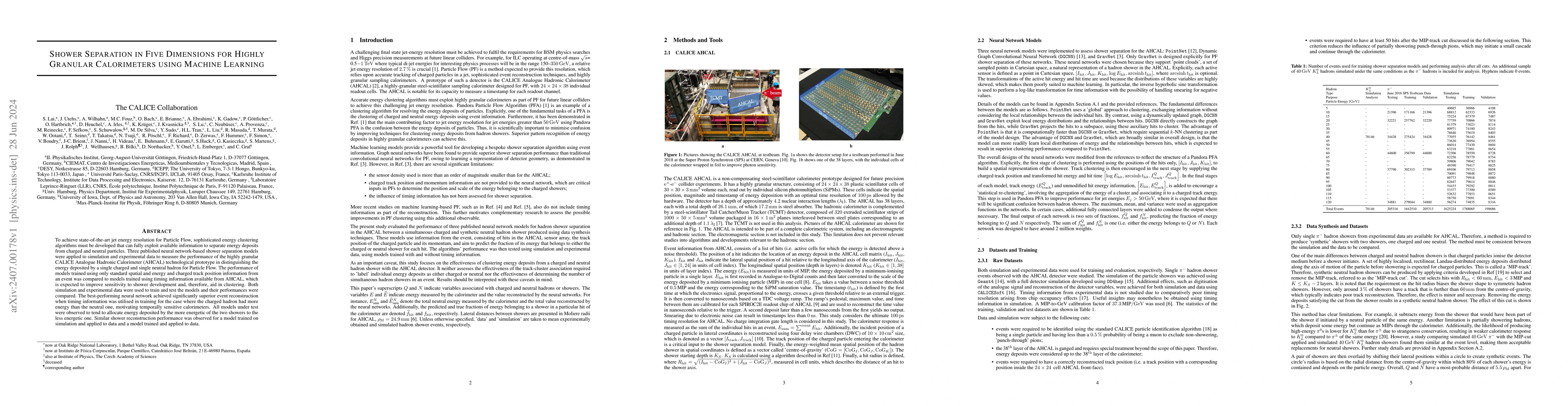 Thumbnail for Shower Separation in Five Dimensions for Highly Granular Calorimeters
  using Machine Learning