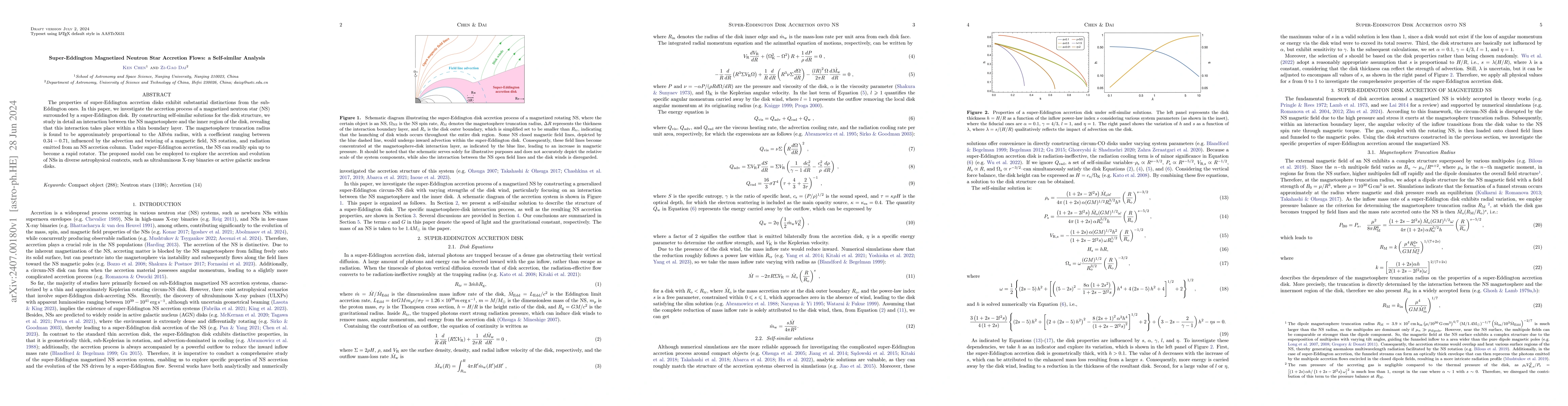 Thumbnail for Super-Eddington Magnetized Neutron Star Accretion Flows: a Self-similar
  Analysis