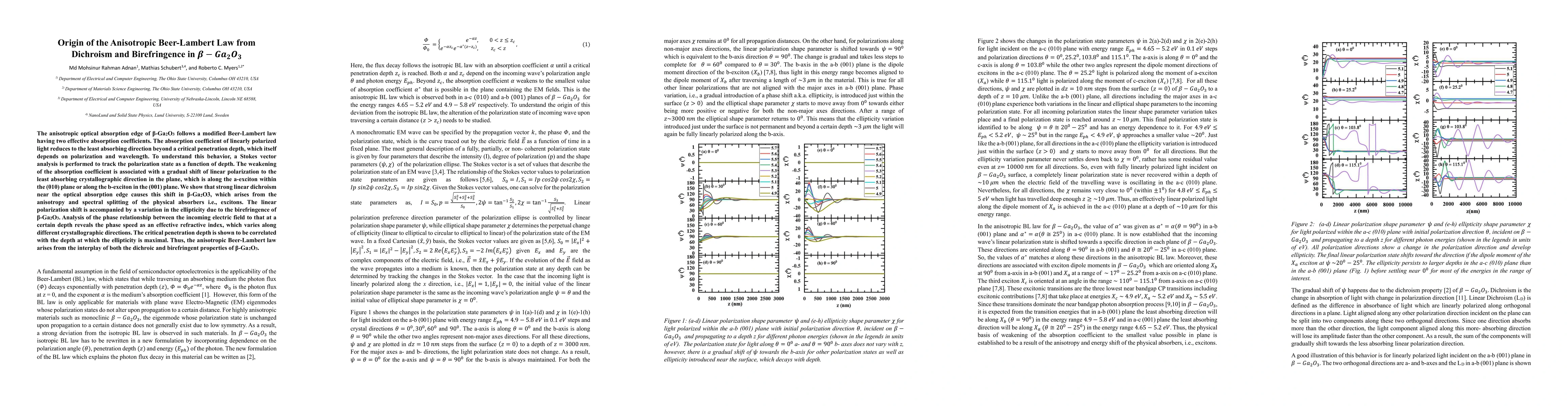 Thumbnail for Origin of the Anisotropic Beer-Lambert Law from Dichroism and
  Birefringence in $\beta$-Ga$_2$O$_3$