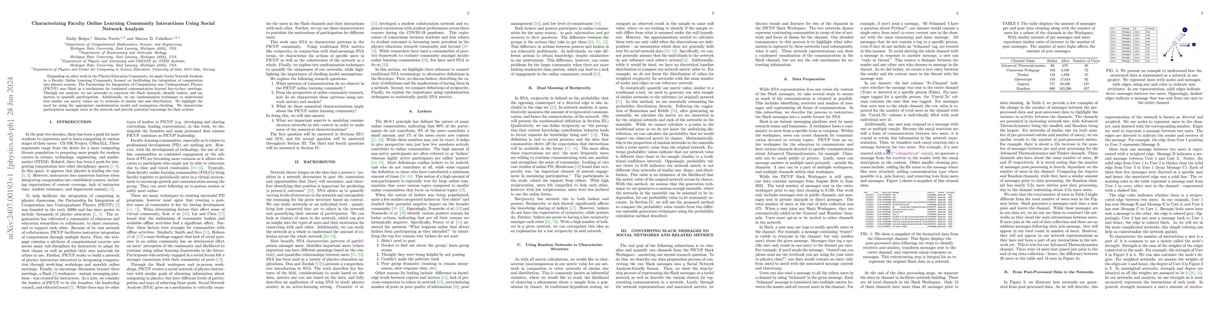 Thumbnail for Characterizing Faculty Online Learning Community Interactions Using
  Social Network Analysis