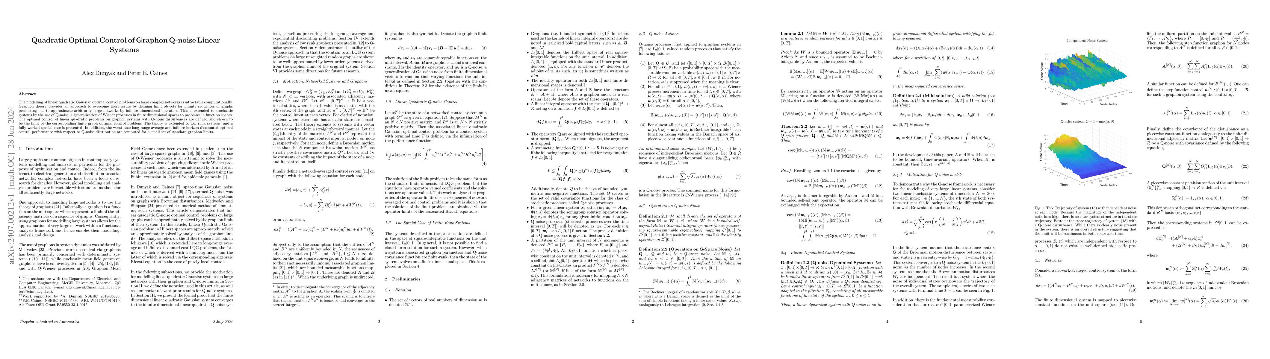 Thumbnail for Quadratic Optimal Control of Graphon Q-noise Linear Systems