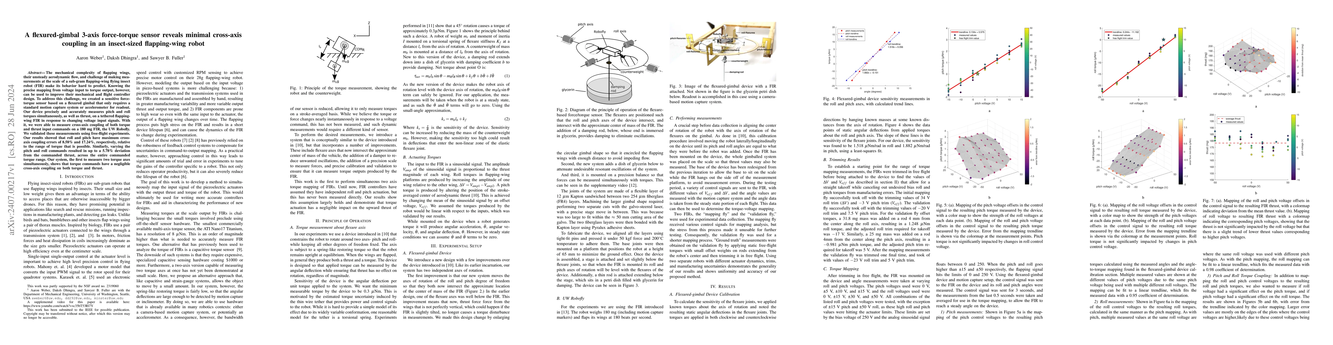 Thumbnail for A flexured-gimbal 3-axis force-torque sensor reveals minimal cross-axis
  coupling in an insect-sized flapping-wing robot