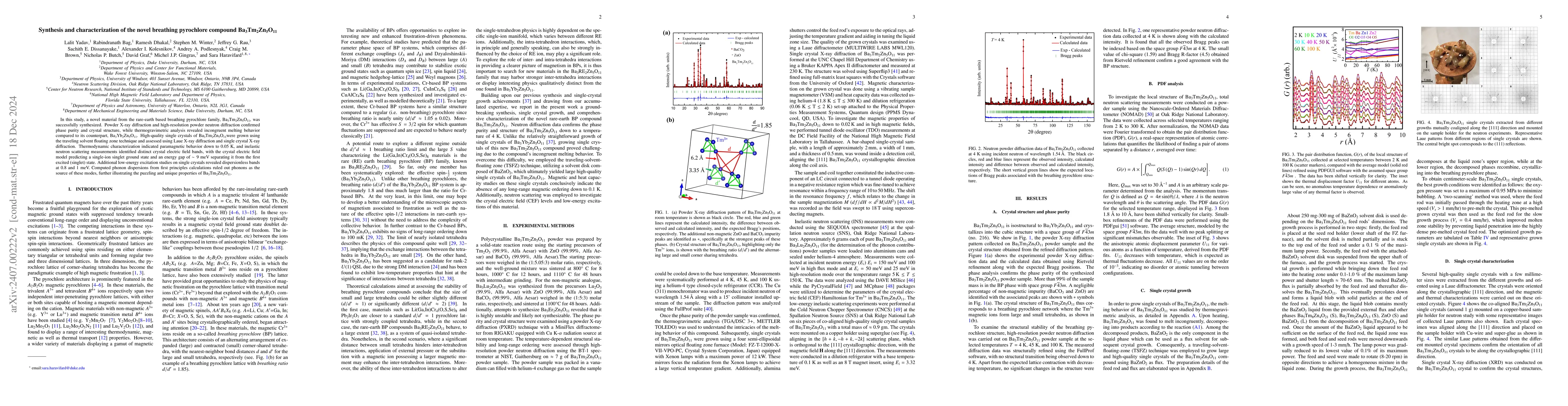 Thumbnail for Synthesis and characterization of the novel breathing pyrochlore
  compound Ba3Tm2Zn5O11