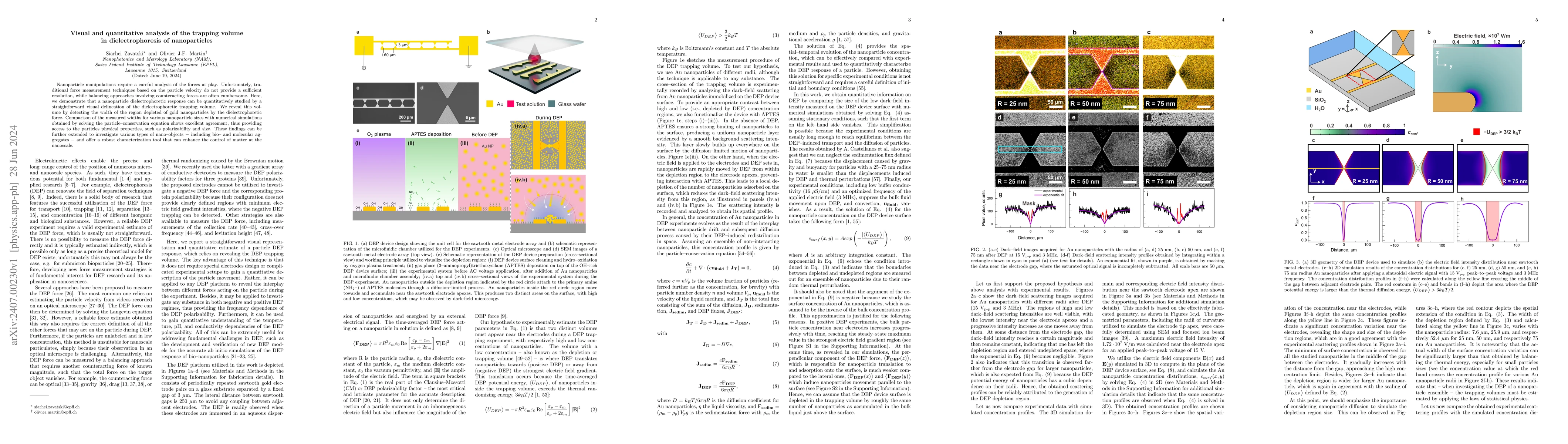 Thumbnail for Visual and quantitative analysis of the trapping volume in
  dielectrophoresis of nanoparticles