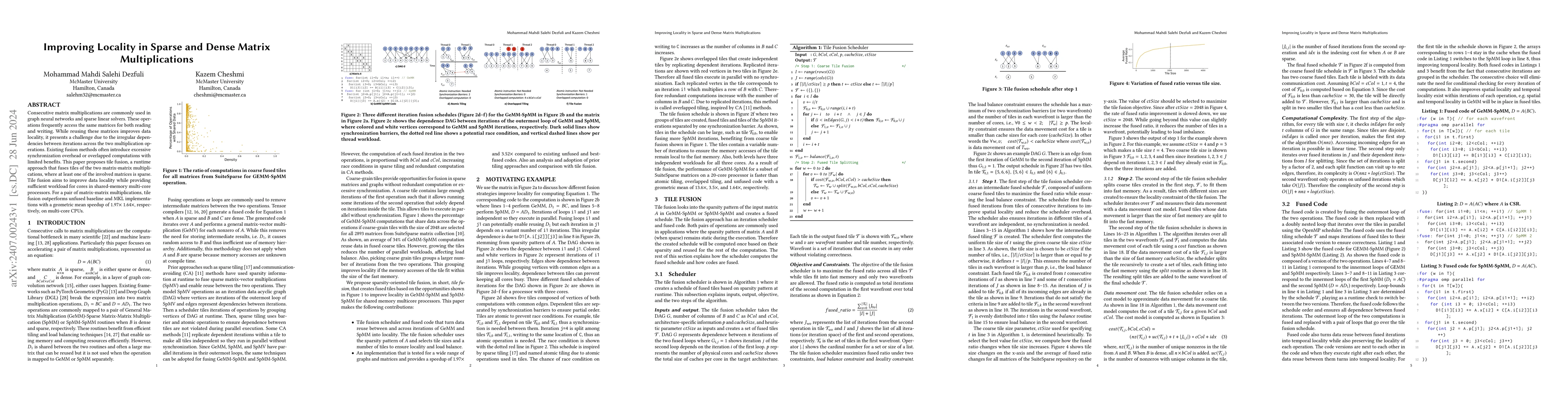 Thumbnail for Improving Locality in Sparse and Dense Matrix Multiplications