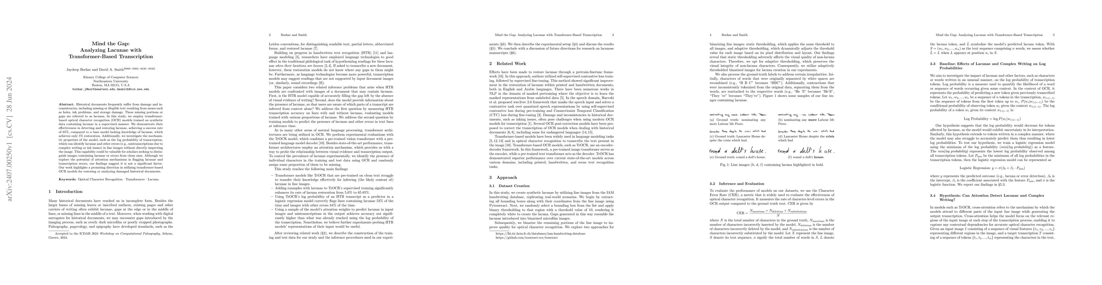 Thumbnail for Mind the Gap: Analyzing Lacunae with Transformer-Based Transcription