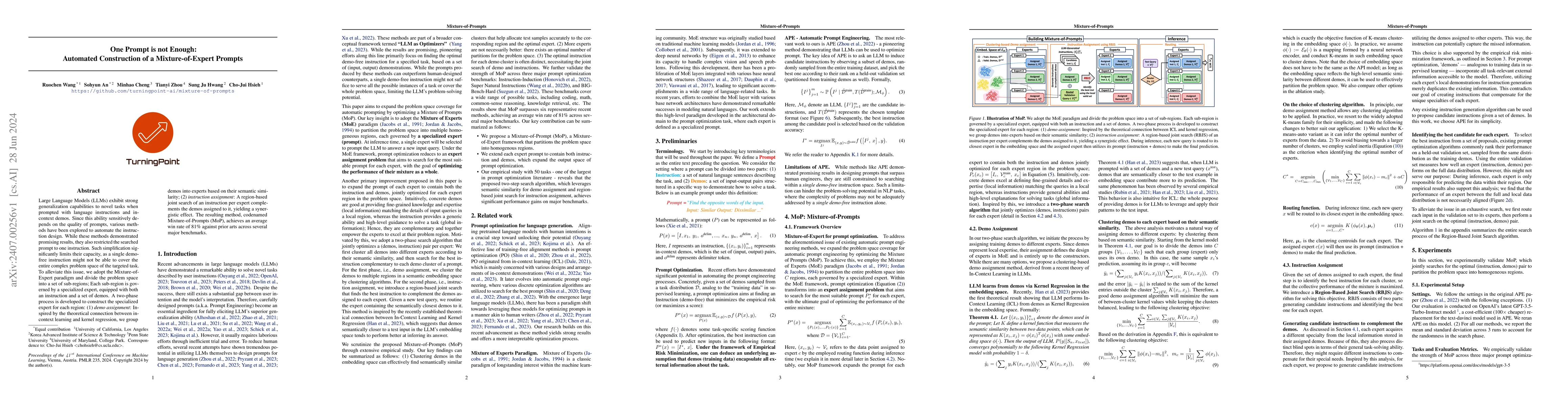 Thumbnail for One Prompt is not Enough: Automated Construction of a Mixture-of-Expert
  Prompts