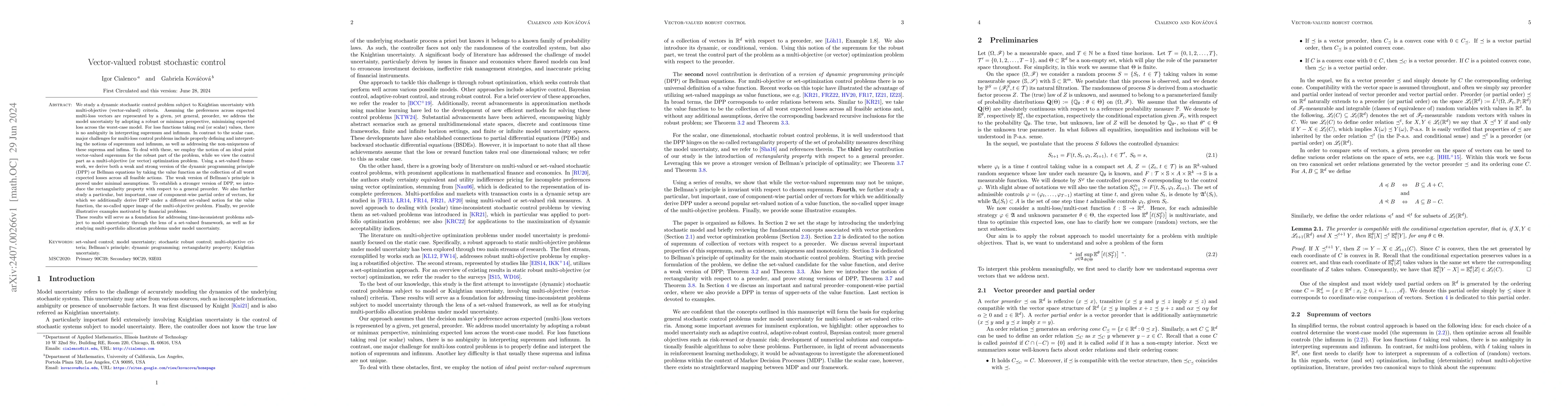 Thumbnail for Vector-valued robust stochastic control