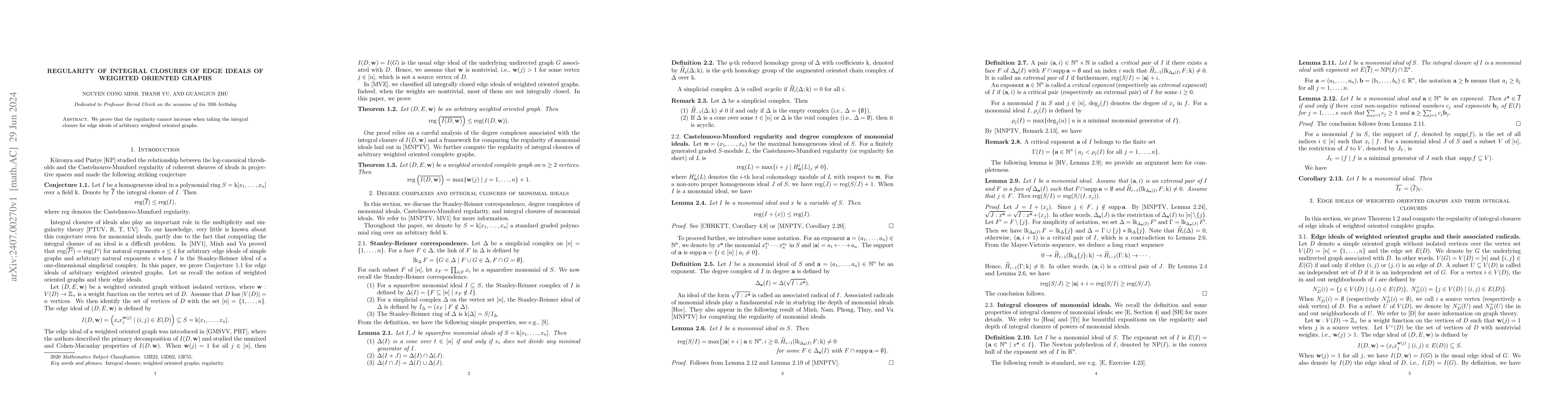 Thumbnail for Regularity of integral closures of edge ideals of weighted oriented
  graphs