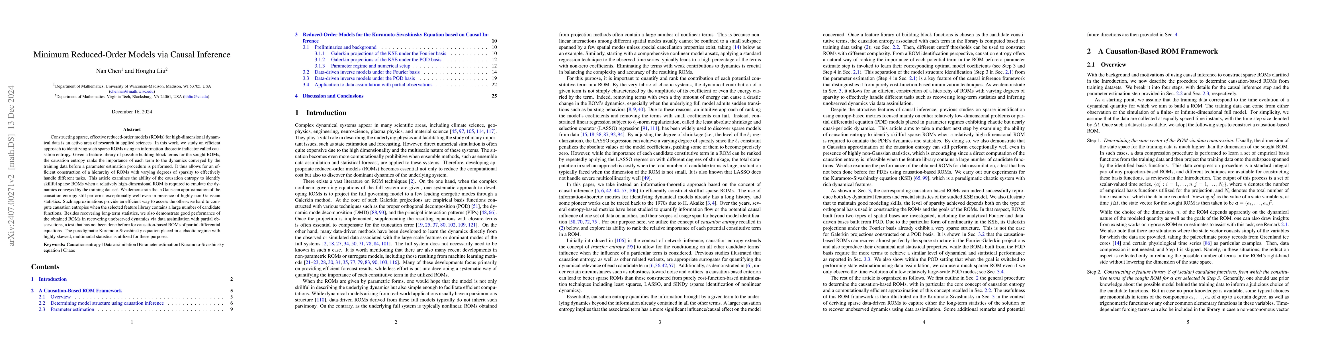 Thumbnail for Minimum Reduced-Order Models via Causal Inference