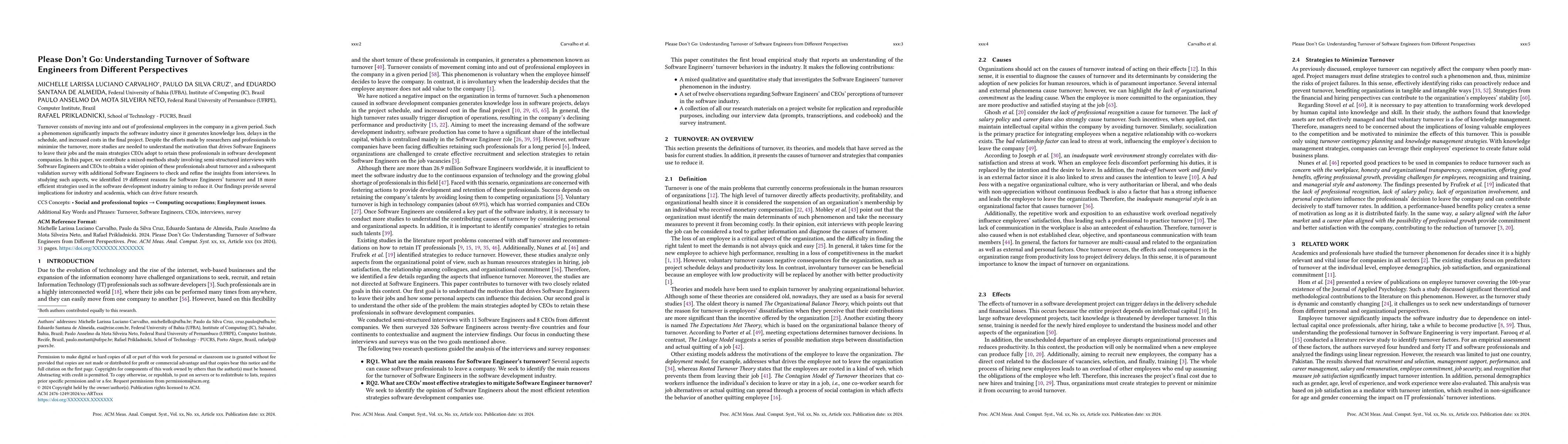 Thumbnail for Please do not go: understanding turnover of software engineers from
  different perspectives
