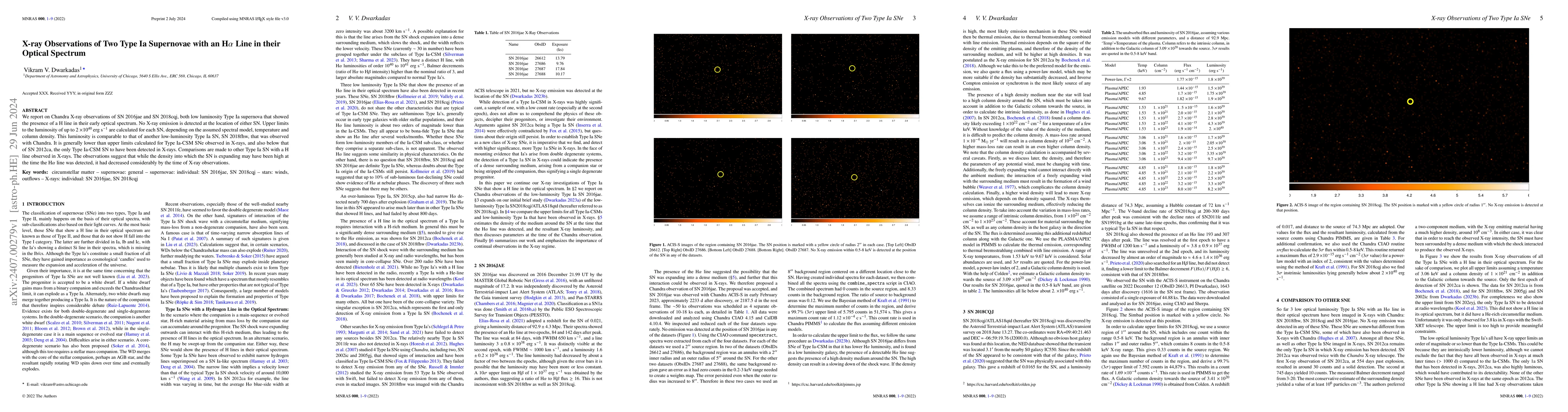 Thumbnail for X-ray Observations of Two Type Ia Supernovae with an H$\alpha$ Line in
  their Optical Spectrum