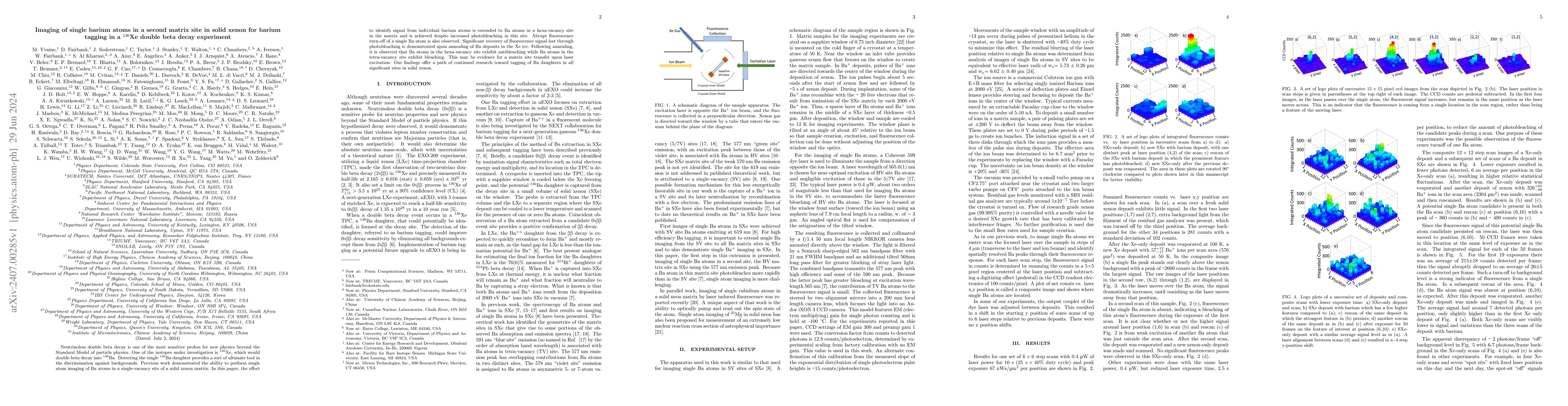 Thumbnail for Imaging of single barium atoms in a second matrix site in solid xenon
  for barium tagging in a $^{136}$Xe double beta decay experiment