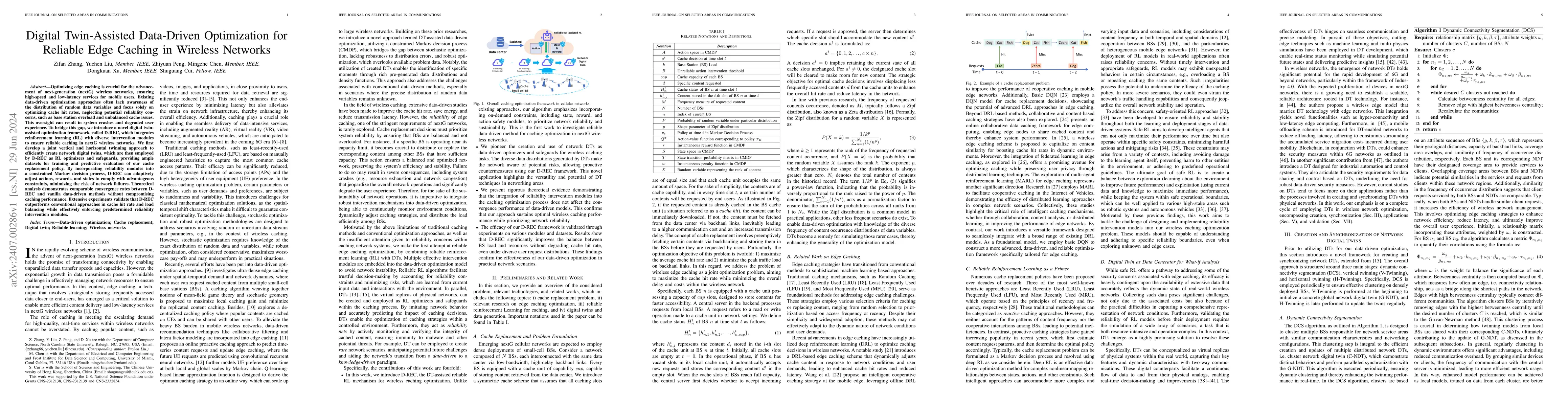 Thumbnail for Digital Twin-Assisted Data-Driven Optimization for Reliable Edge Caching
  in Wireless Networks