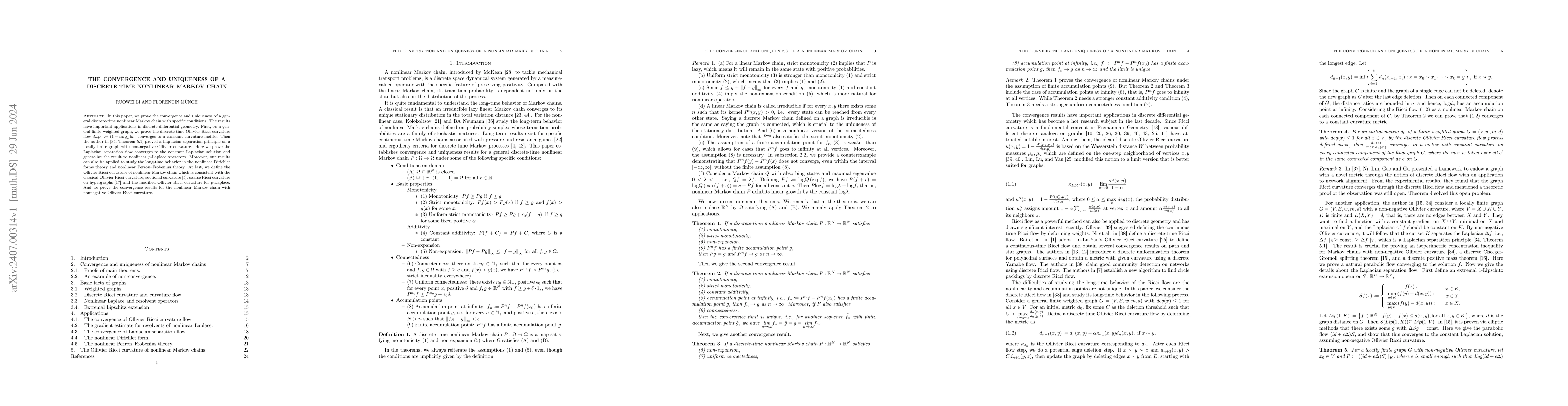 Thumbnail for The convergence and uniqueness of a discrete-time nonlinear Markov chain