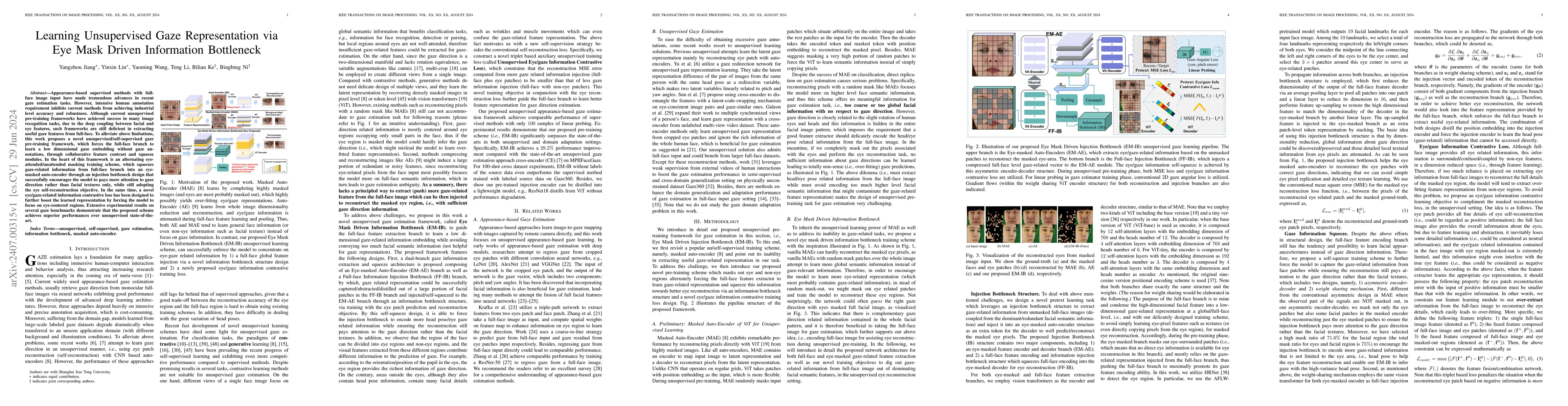 Thumbnail for Learning Unsupervised Gaze Representation via Eye Mask Driven
  Information Bottleneck