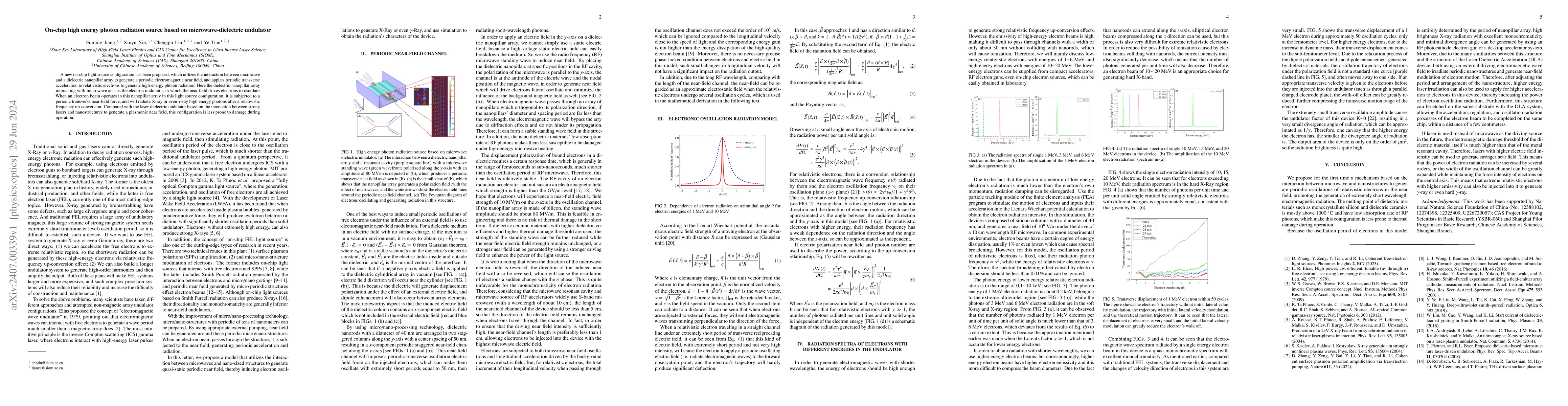 Thumbnail for On-chip high energy photon radiation source based on
  microwave-dielectric undulator