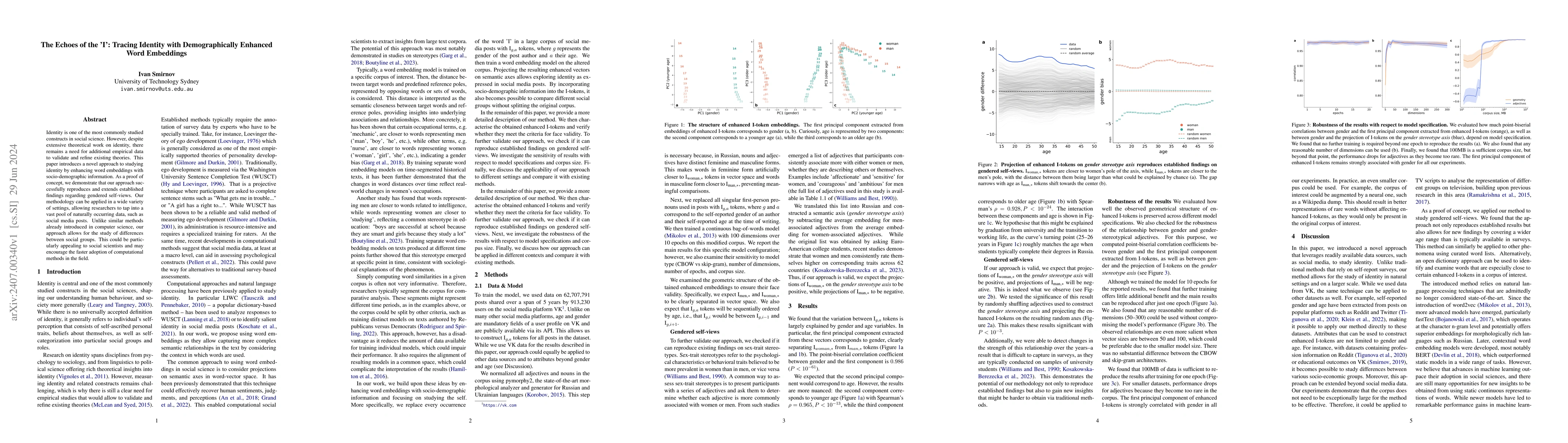 Thumbnail for The Echoes of the 'I': Tracing Identity with Demographically Enhanced
  Word Embeddings