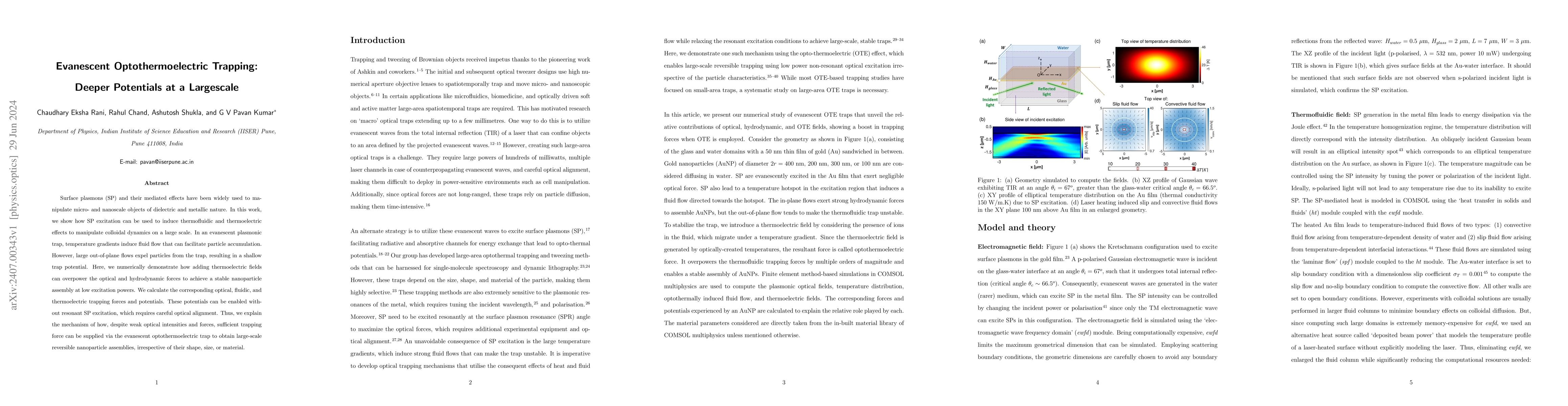 Thumbnail for Evanescent Optothermoelectric Trapping: Deeper Potentials at a
  Largescale