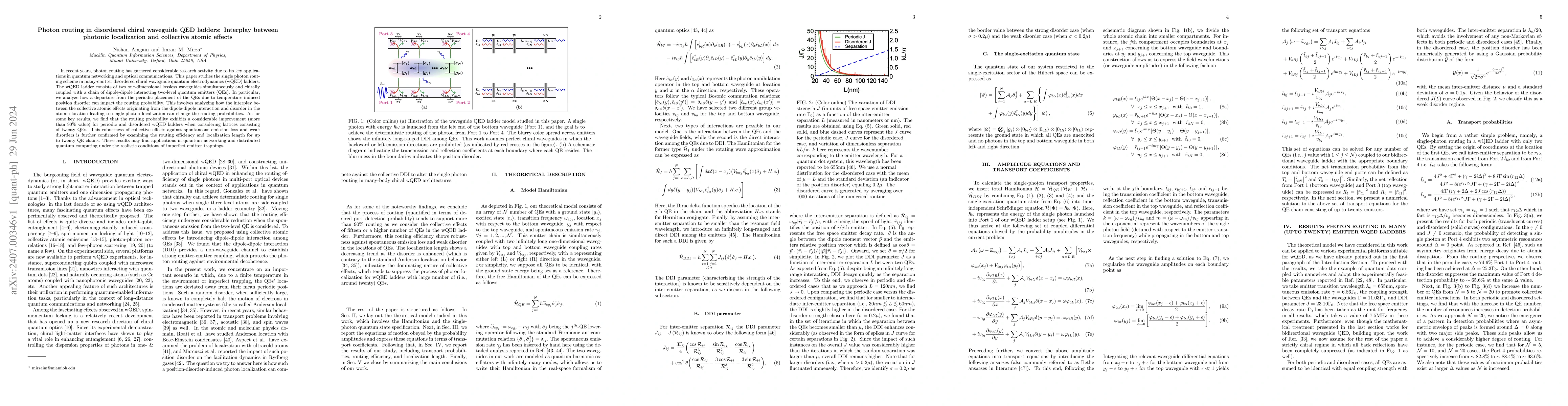 Thumbnail for Photon routing in disordered chiral waveguide QED ladders: Interplay
  between photonic localization and collective atomic effects