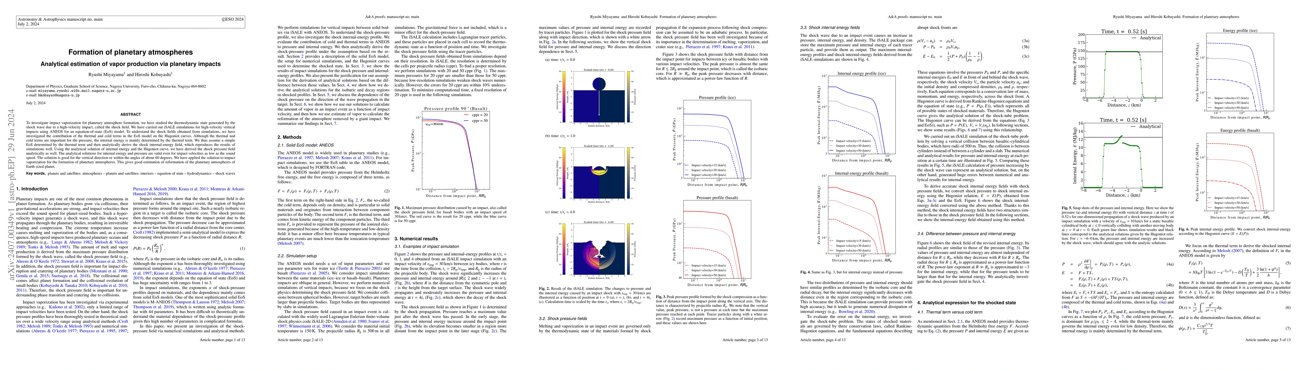 Thumbnail for Formation of planetary atmospheres: Analytical estimation of vapor
  production via planetary impacts