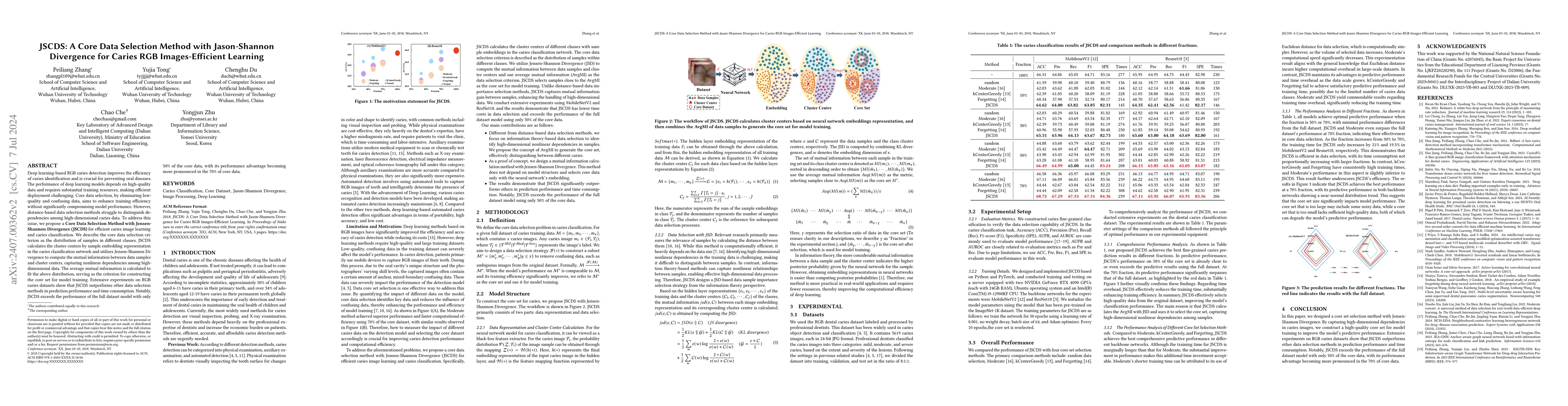 Thumbnail for JSCDS: A Core Data Selection Method with Jason-Shannon Divergence for
  Caries RGB Images-Efficient Learning