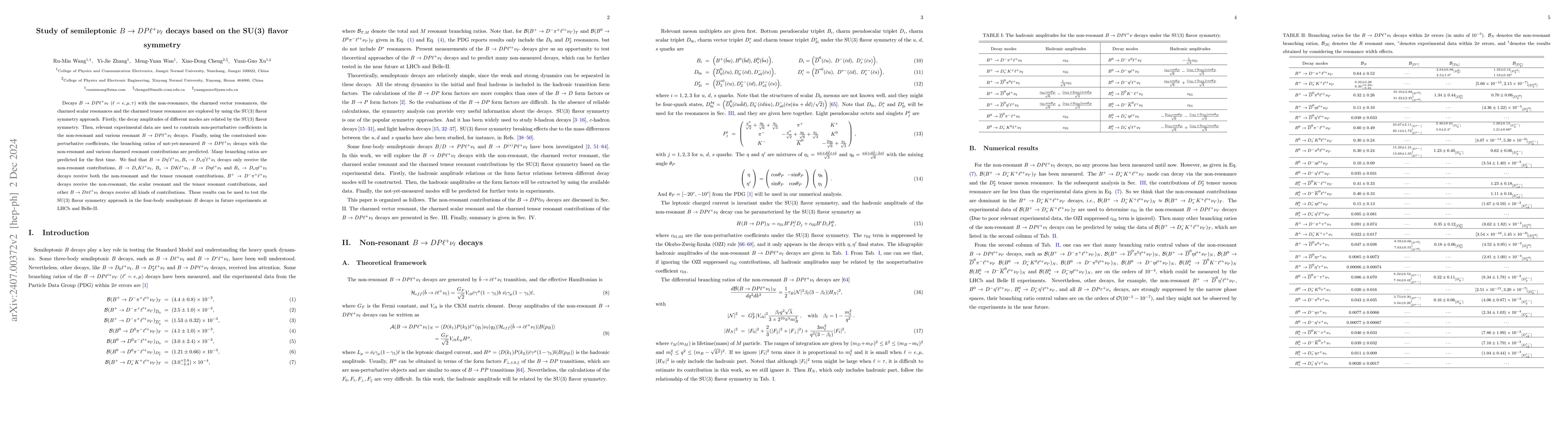 Thumbnail for Study of semileptonic $B\to DP\ell^+\nu_\ell$ decays based on the SU(3)
  flavor symmetry