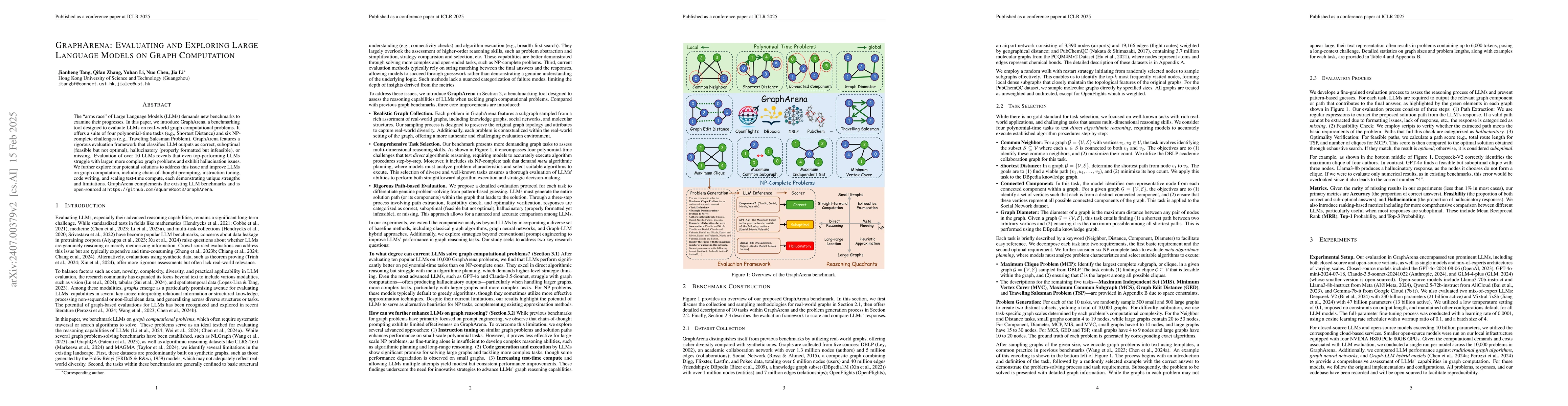 Thumbnail for GraphArena: Benchmarking Large Language Models on Graph Computational
  Problems