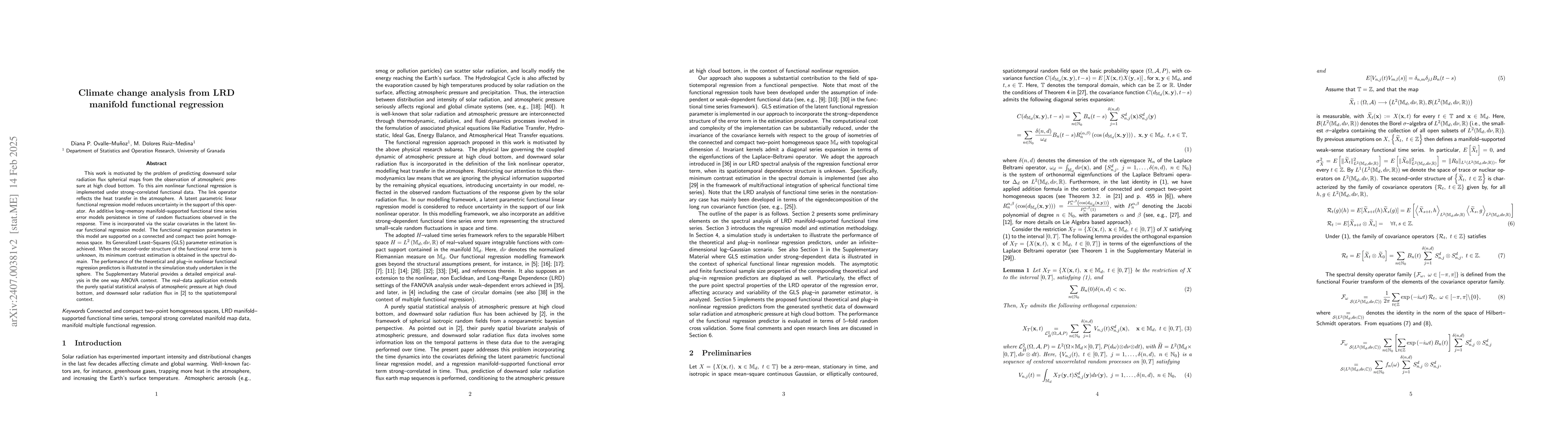 Thumbnail for Climate change analysis from LRD manifold functional regression
