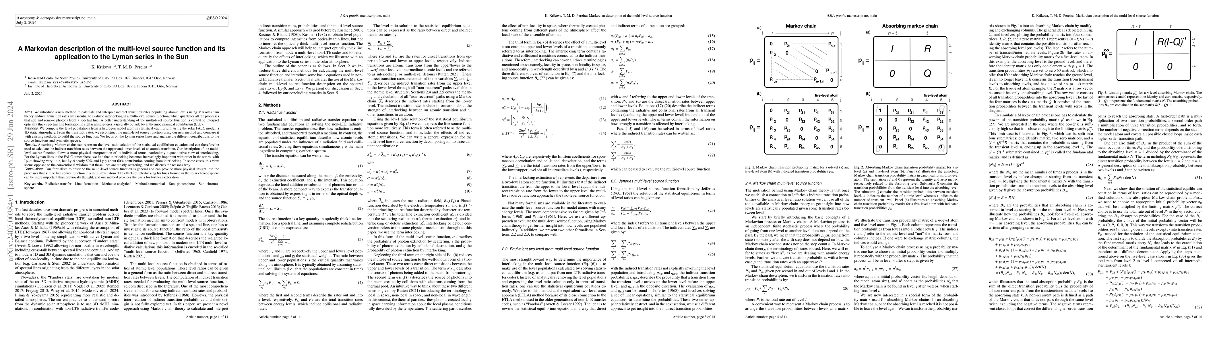 Thumbnail for A Markovian description of the multi-level source function and its
  application to the Lyman series in the Sun