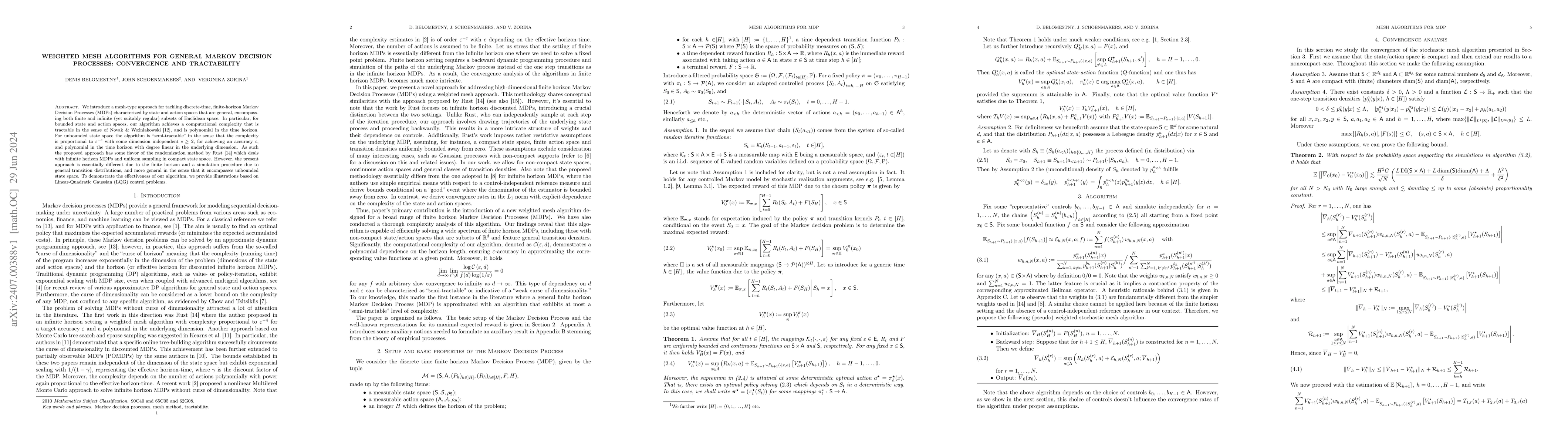 Thumbnail for Weighted mesh algorithms for general Markov decision processes:
  Convergence and tractability