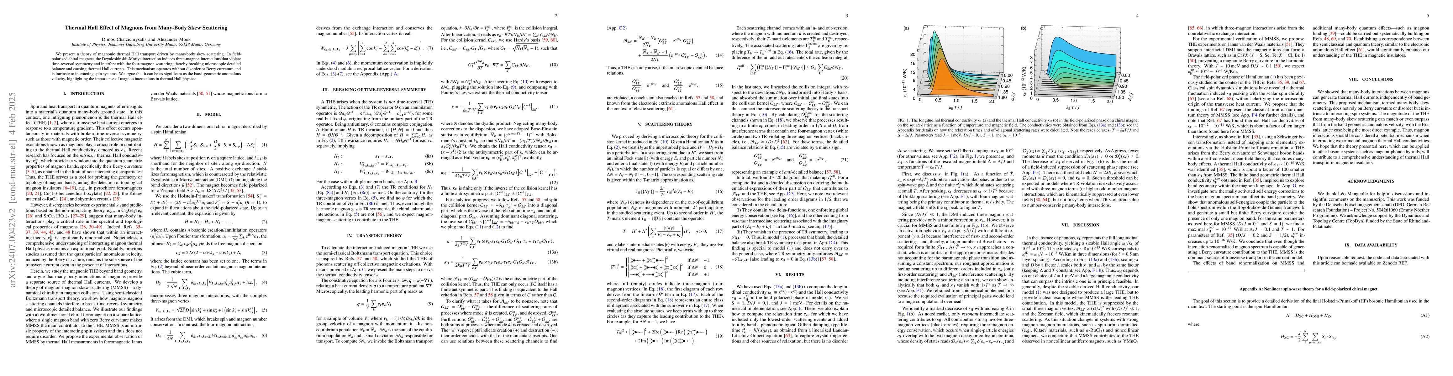 Thumbnail for Thermal Hall Effect of Magnons from Many-Body Skew Scattering