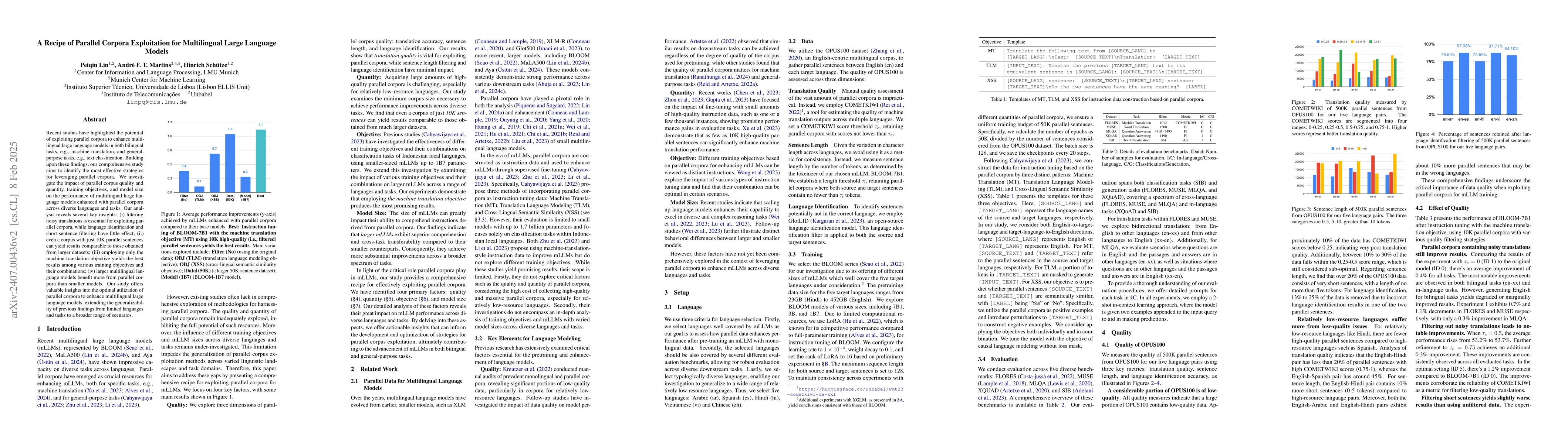 Thumbnail for A Recipe of Parallel Corpora Exploitation for Multilingual Large
  Language Models