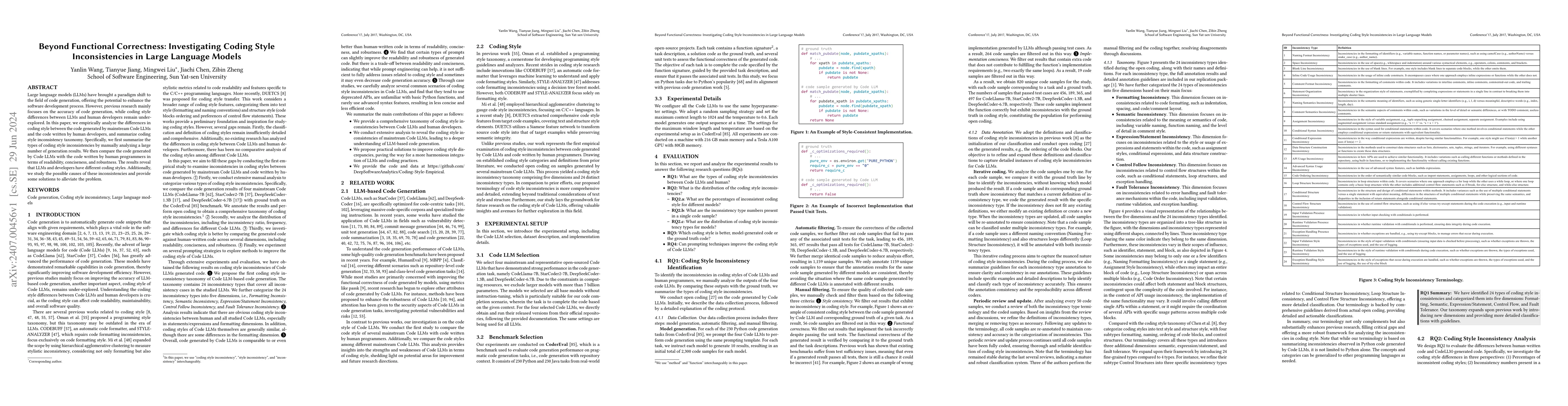 Thumbnail for Beyond Functional Correctness: Investigating Coding Style
  Inconsistencies in Large Language Models