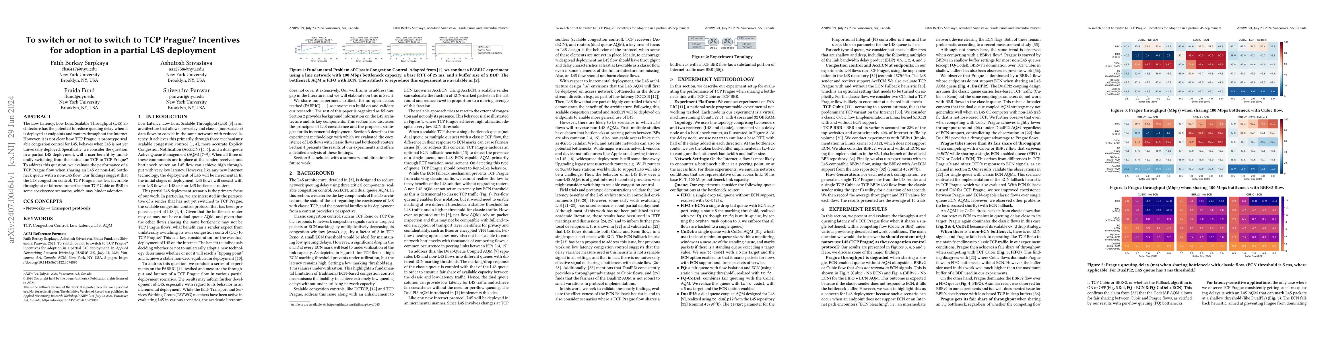 Thumbnail for To Switch or Not to Switch to TCP Prague? Incentives for Adoption in a
  Partial L4S Deployment