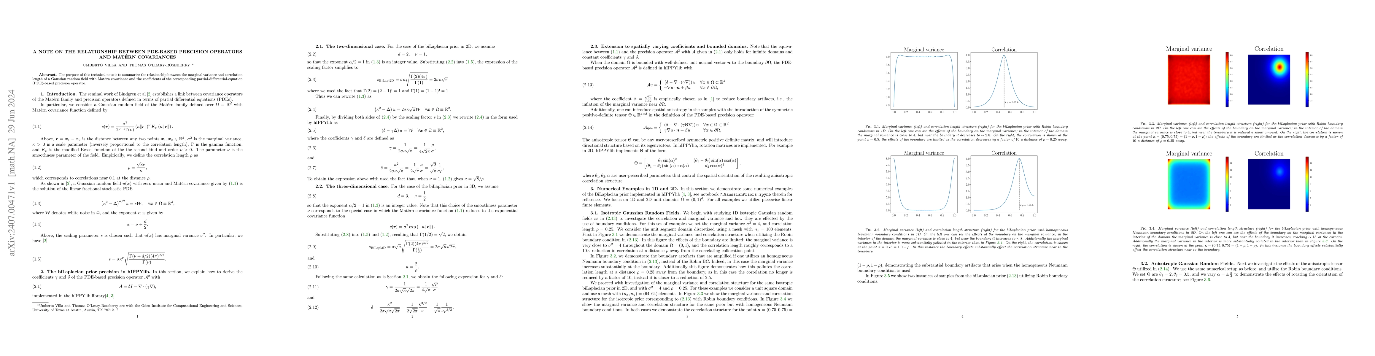 Thumbnail for A note on the relationship between PDE-based precision operators and
  Mat\'ern covariances