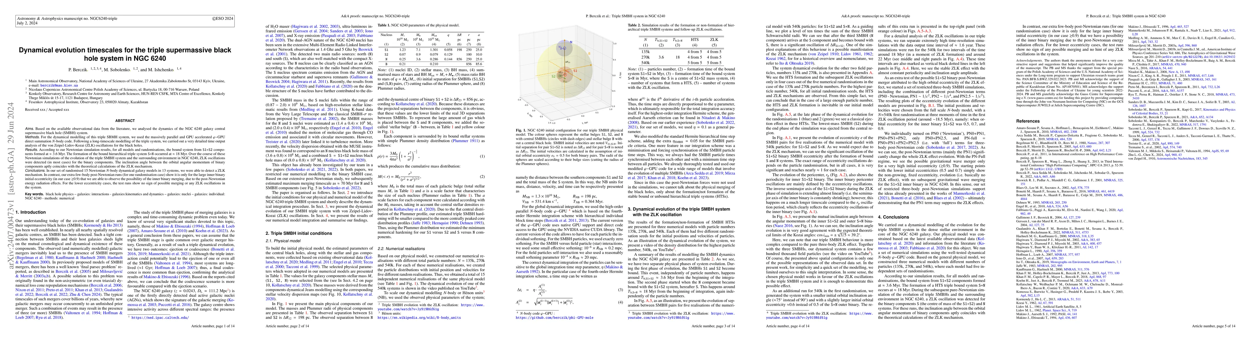 Thumbnail for Dynamical evolution timescales for the triple supermassive black hole
  system in NGC 6240