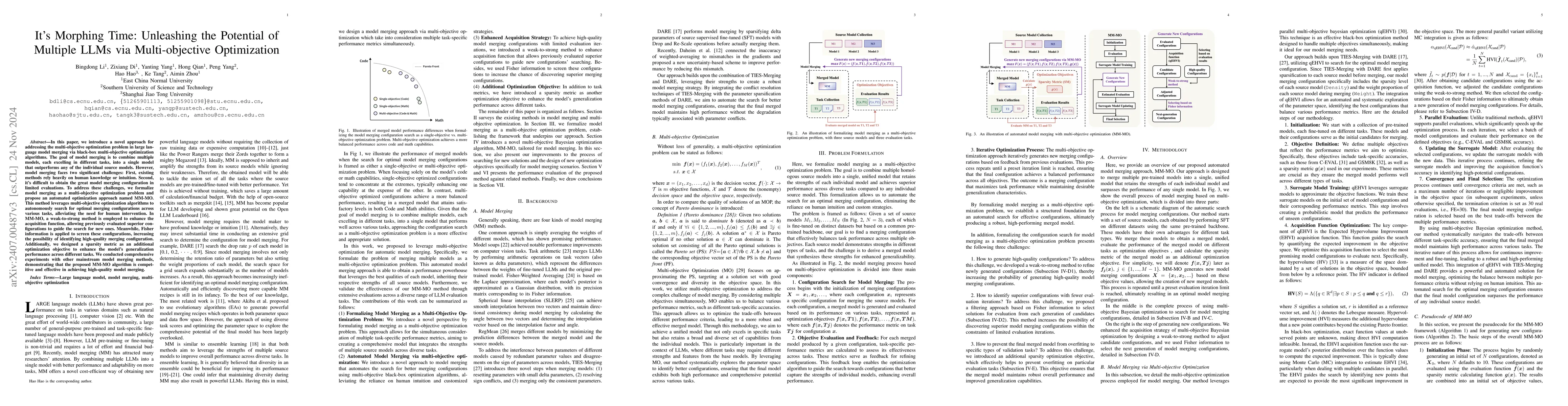 Thumbnail for It's Morphing Time: Unleashing the Potential of Multiple LLMs via
  Multi-objective Optimization