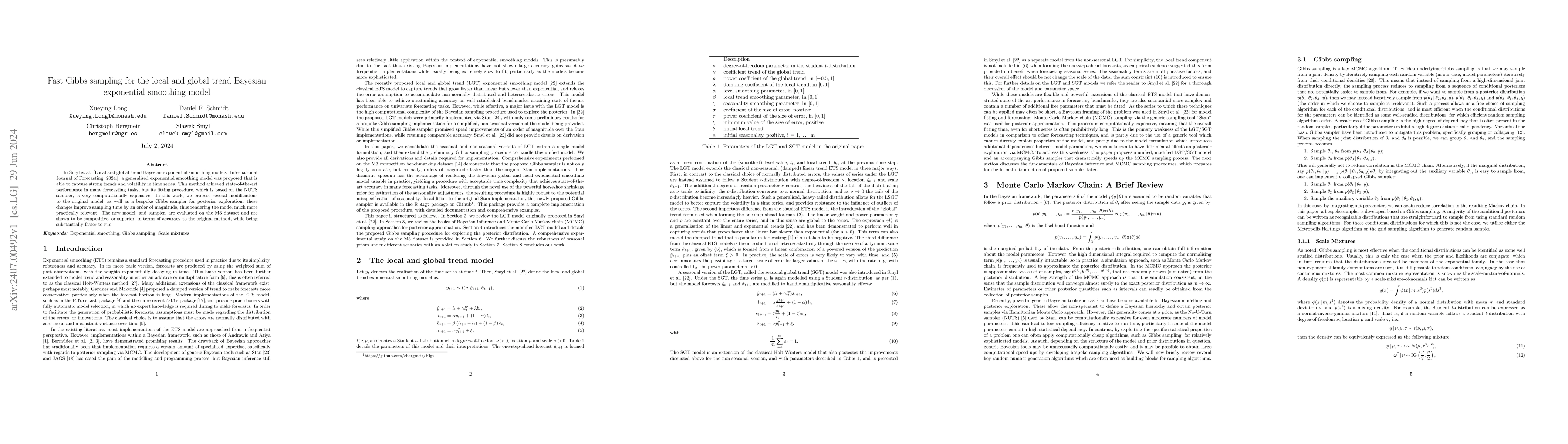 Thumbnail for Fast Gibbs sampling for the local and global trend Bayesian exponential
  smoothing model