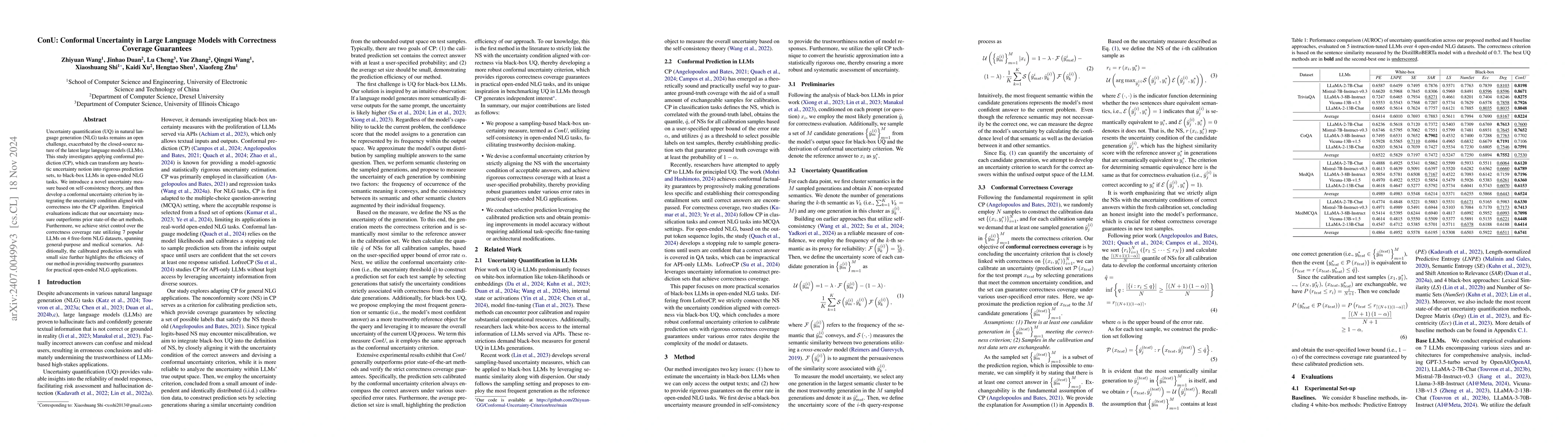 Thumbnail for ConU: Conformal Uncertainty in Large Language Models with Correctness
  Coverage Guarantees