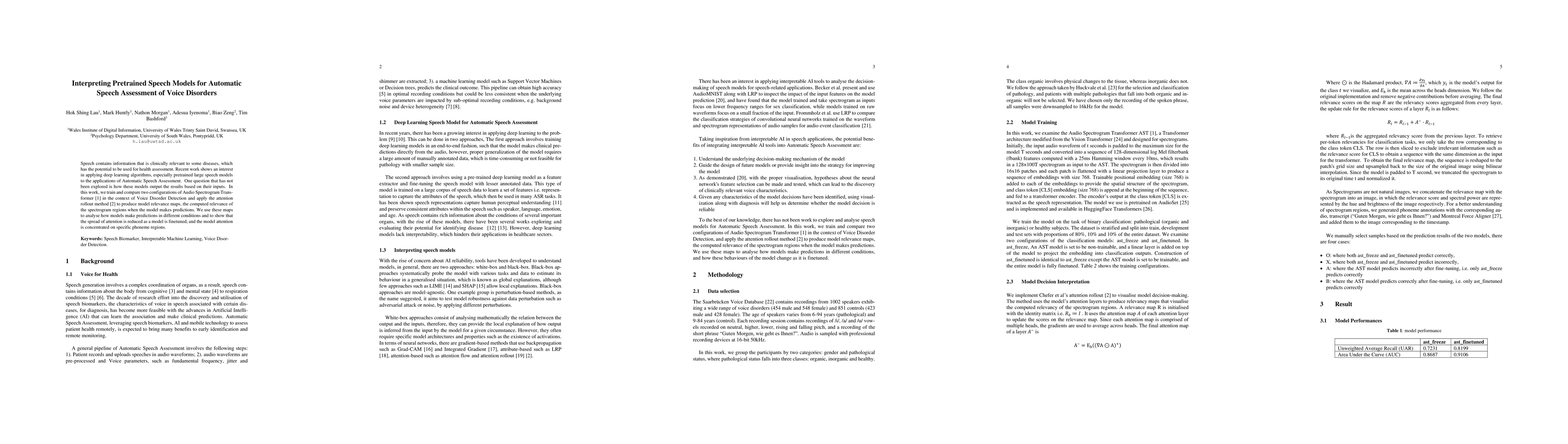 Thumbnail for Interpreting Pretrained Speech Models for Automatic Speech Assessment of
  Voice Disorders