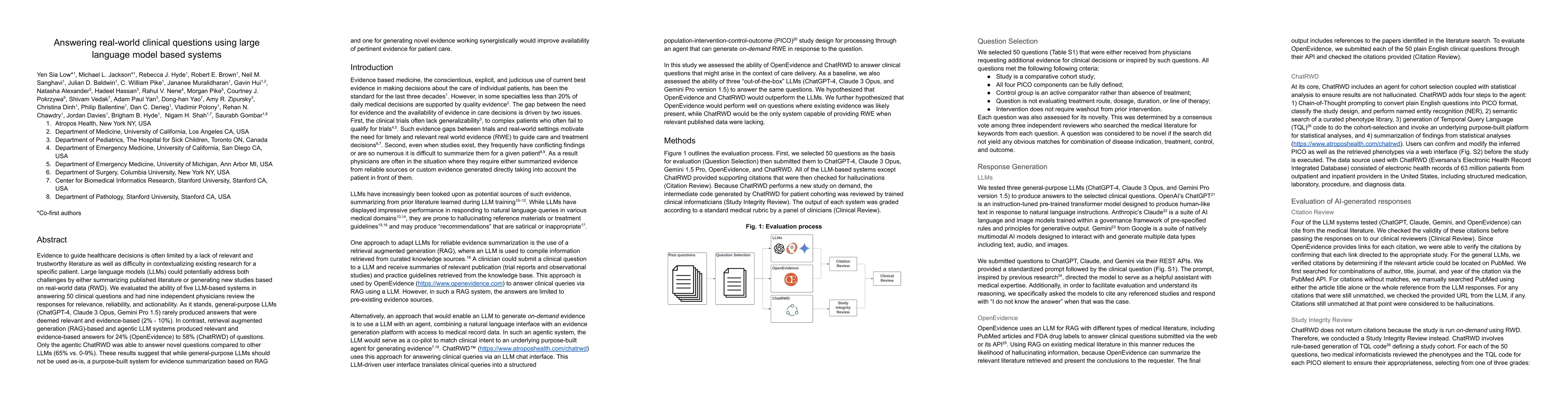 Thumbnail for Answering real-world clinical questions using large language model based
  systems