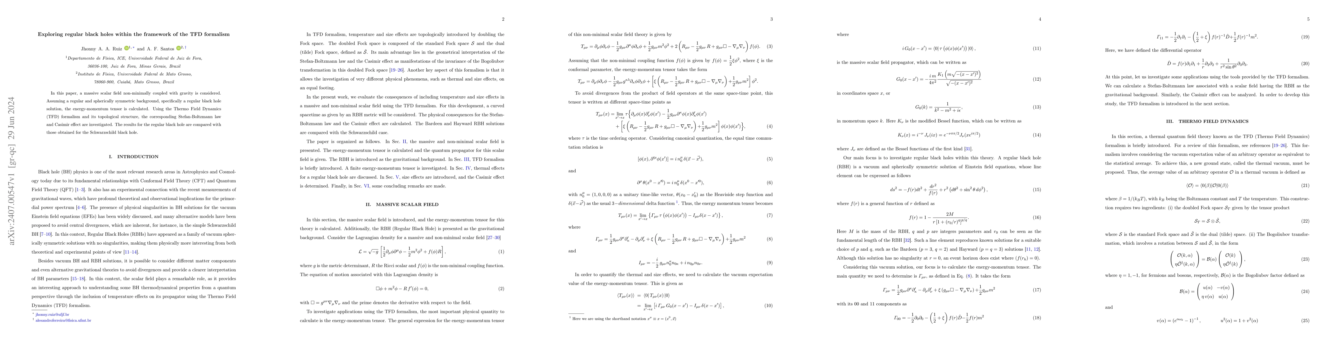 Thumbnail for Exploring regular black holes within the framework of the TFD formalism